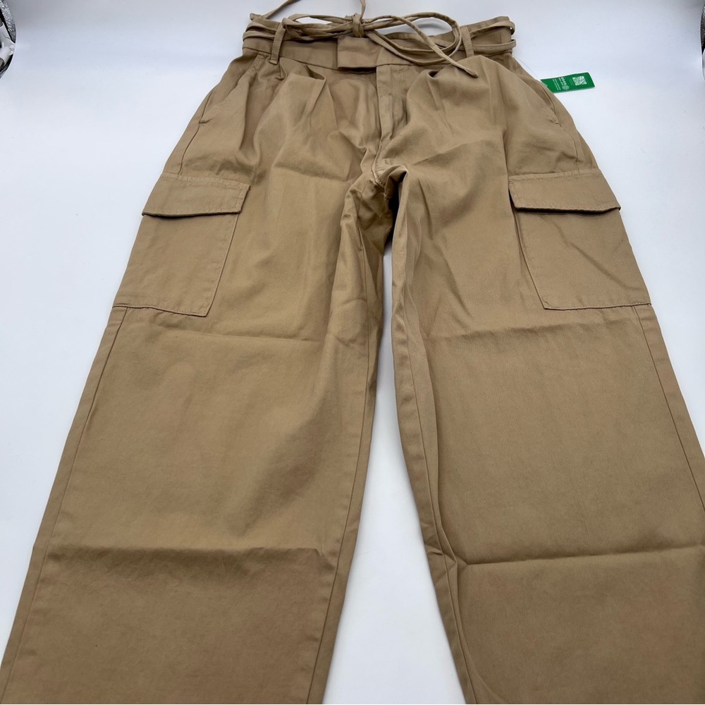 GAP Women's 6 Pocket Tan 100% Cotton Cargo Pants Double Belt-Size 4 - Picture 6 of 11